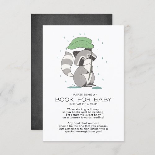 Woodland Raccoon Baby Shower Book for Baby Card