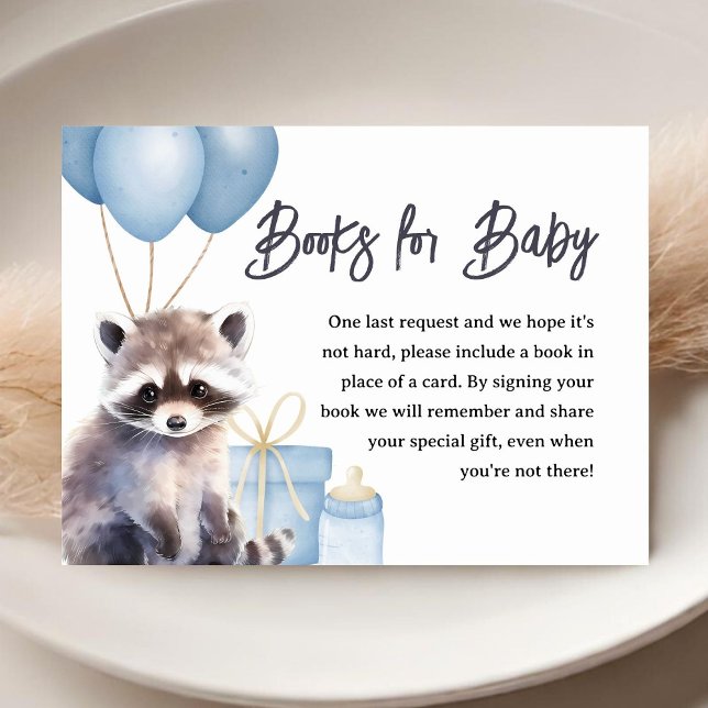 Woodland Raccoon Baby Shower Books For Baby Enclosure Card (Creator Uploaded)