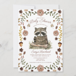 Woodland Raccoon Baby Shower Invitation