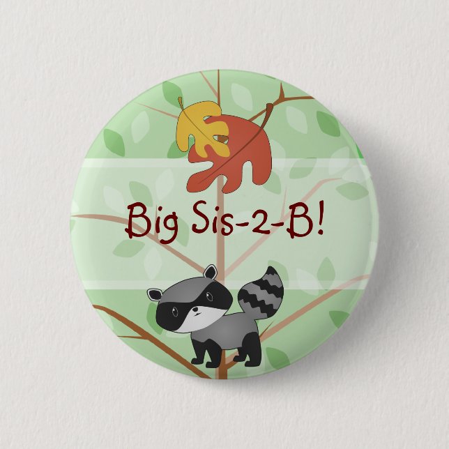 Woodland Raccoon Button (Front)