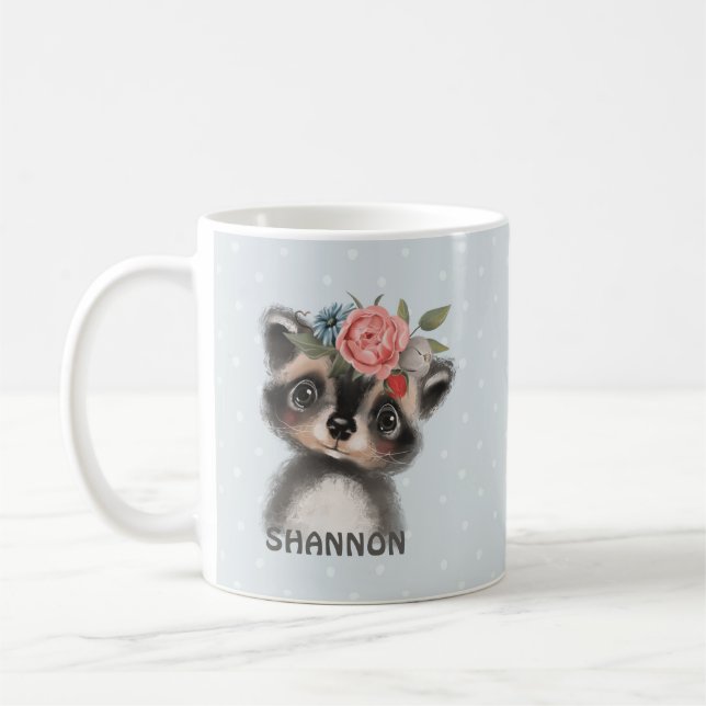 Woodland Raccoon Coffee Mug (Left)