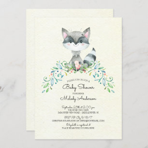 Woodland Raccoon Neutral Baby Shower Invitation