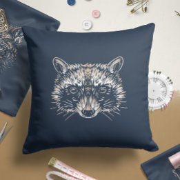 Woodland Raccoon Nursery Throw Pillow
