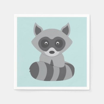 Woodland Raccoon Paper Napkins by cranberrydesign at Zazzle