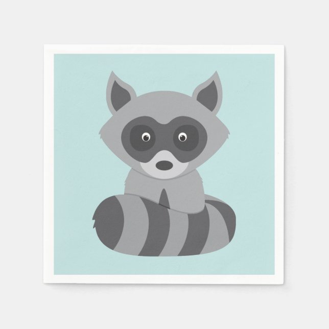 Woodland Raccoon Paper Napkins (Front)