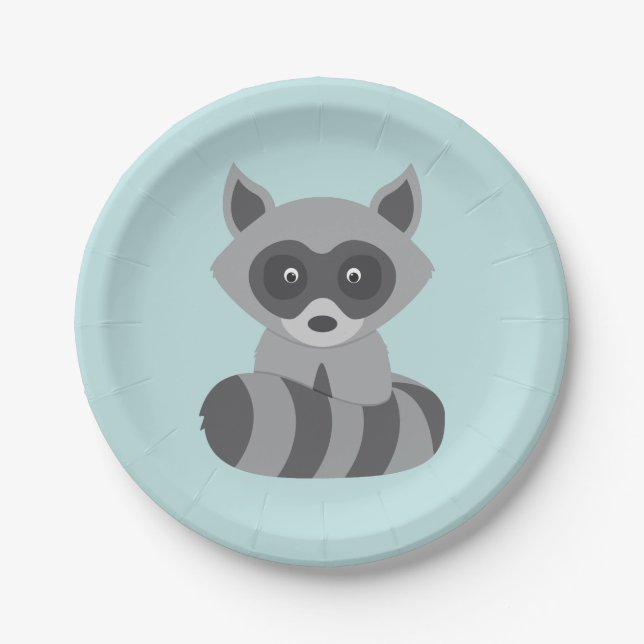 Woodland Raccoon Paper Plates (Front)