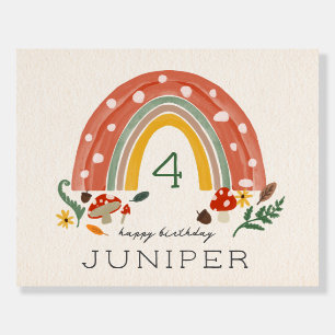 Woodland Rainbow Mushroom Botanical Birthday Party Foam Board