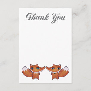 Woodland Red Fox Couple Thank You Note Cards
