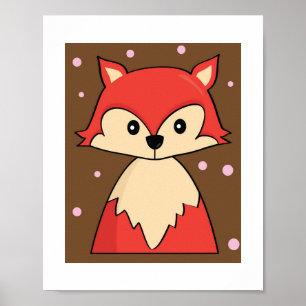 Woodland Red Fox Illustration Poster Print