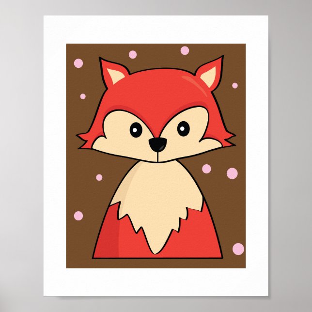 Woodland Red Fox Illustration Poster Print (Front)