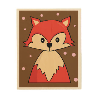 Woodland Red Fox Illustration Wood Wall Art