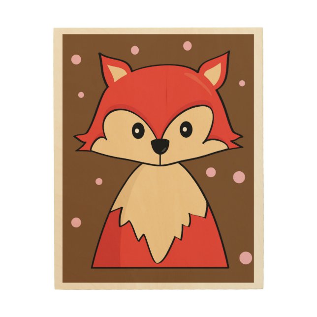 Woodland Red Fox Illustration Wood Wall Art (Front)