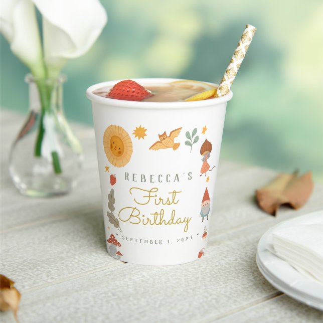 Woodland Red mushrooms Baby Shower Paper Cups (Insitu)
