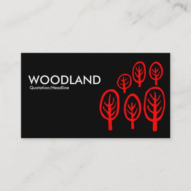 Woodland - Red on Black Business Card (Front)