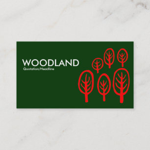 Woodland - Red on Dark Green Business Card