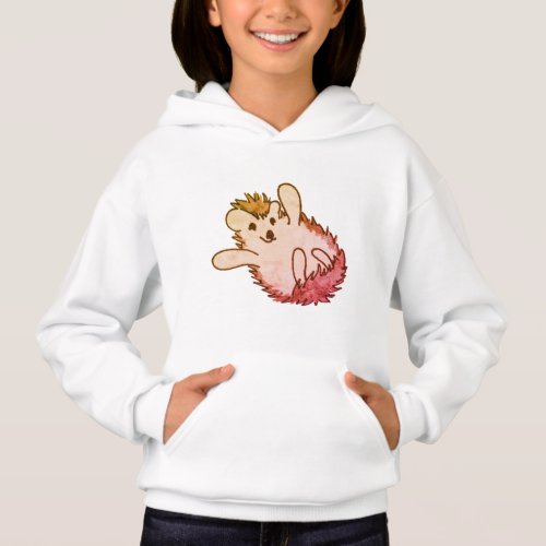 Woodland Red Orange Happy Cute Hedgehog Hoodie