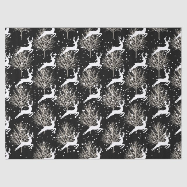 Woodland Reindeer - Black Tissue Paper (Front)