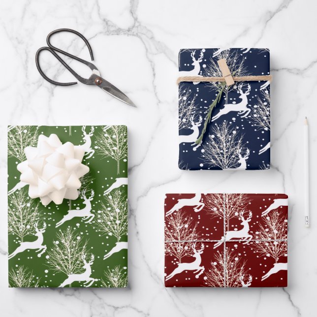 Woodland Reindeer - Christmas Wrapping Paper Sheets (Front)