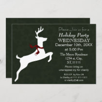 Woodland Reindeer green Holiday party Invitation