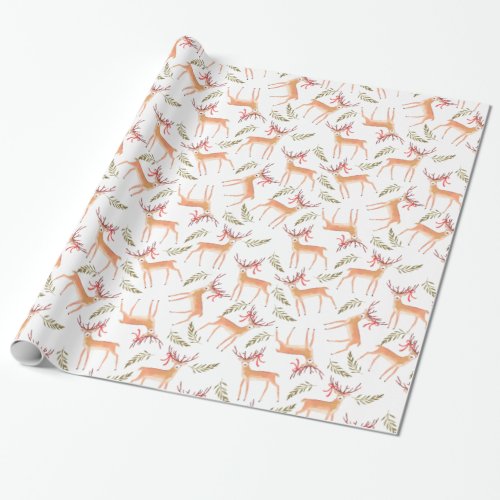 Woodland Reindeer Happy Holidays Wrapping Paper