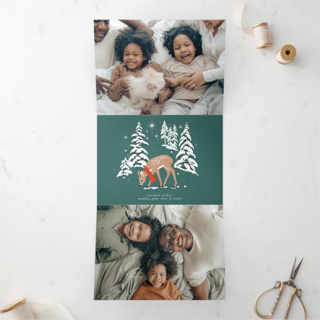 Woodland Reindeer in Winter Tri-Fold Holiday Card (Inside)