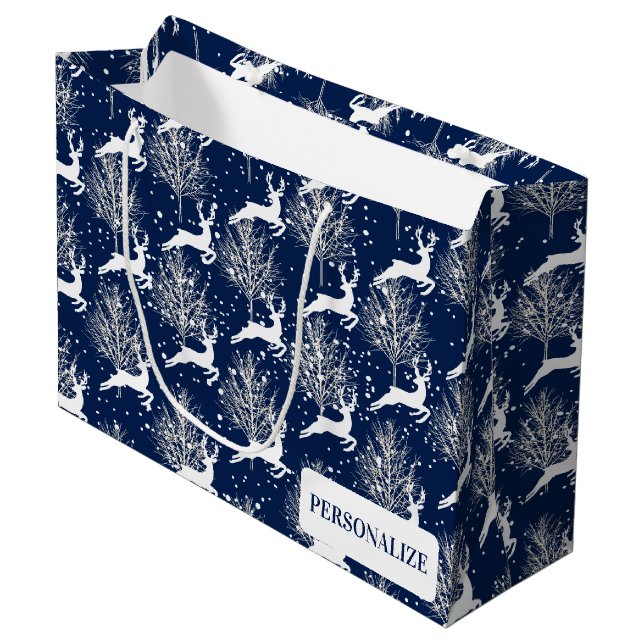 Woodland Reindeer Large Gift Bag (Front Angled)