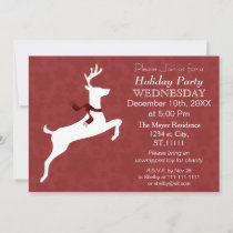 Woodland Reindeer Red Holiday party Invitation