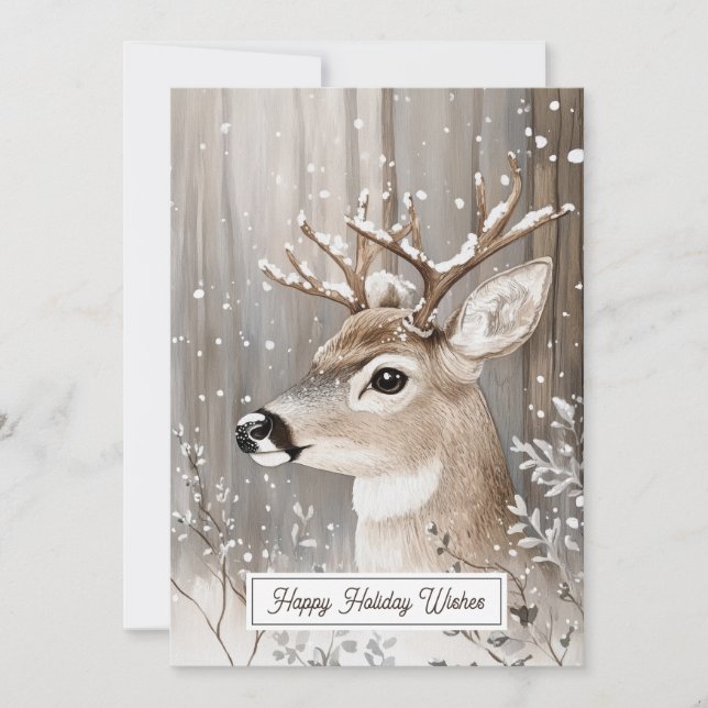 Woodland Reindeer Winter Holiday (Front)