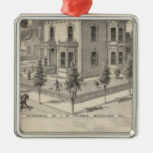 Woodland residences lithographed metal ornament