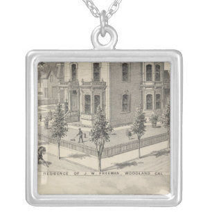 Woodland residences lithographed silver plated necklace