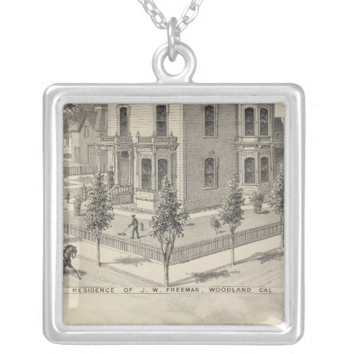 Woodland residences lithographed silver plated necklace