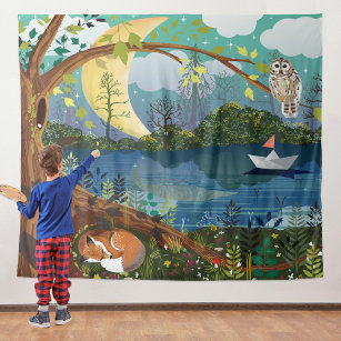 Woodland Riverside Children's Room Tapestry