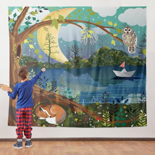 Woodland Riverside Childrens Room Tapestry