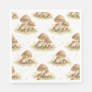 Woodland Robin & Mushroom Napkins