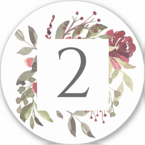 Woodland Rose Table Number Stickers