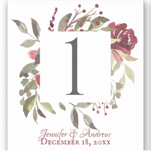 Woodland Rose Table Number Stickers