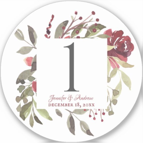 Woodland Rose Table Number Stickers