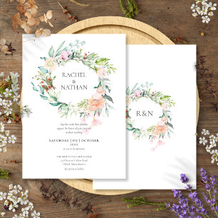 Woodland Roses Greenery Floral Wedding Invitation