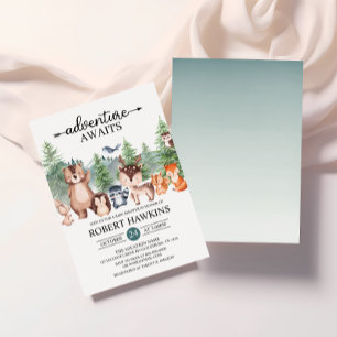 Woodland Rustic Adventure Awaits Baby Shower Invitation