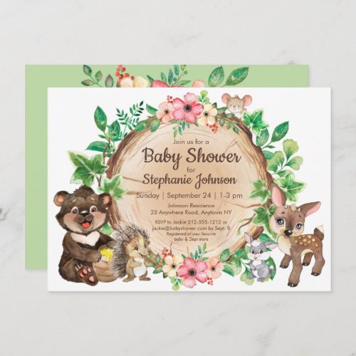 Woodland Rustic Animal Gender Neutral Baby Shower  Invitation