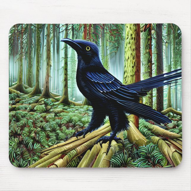 Woodland Rustic Black Raven Mouse Pad (Front)