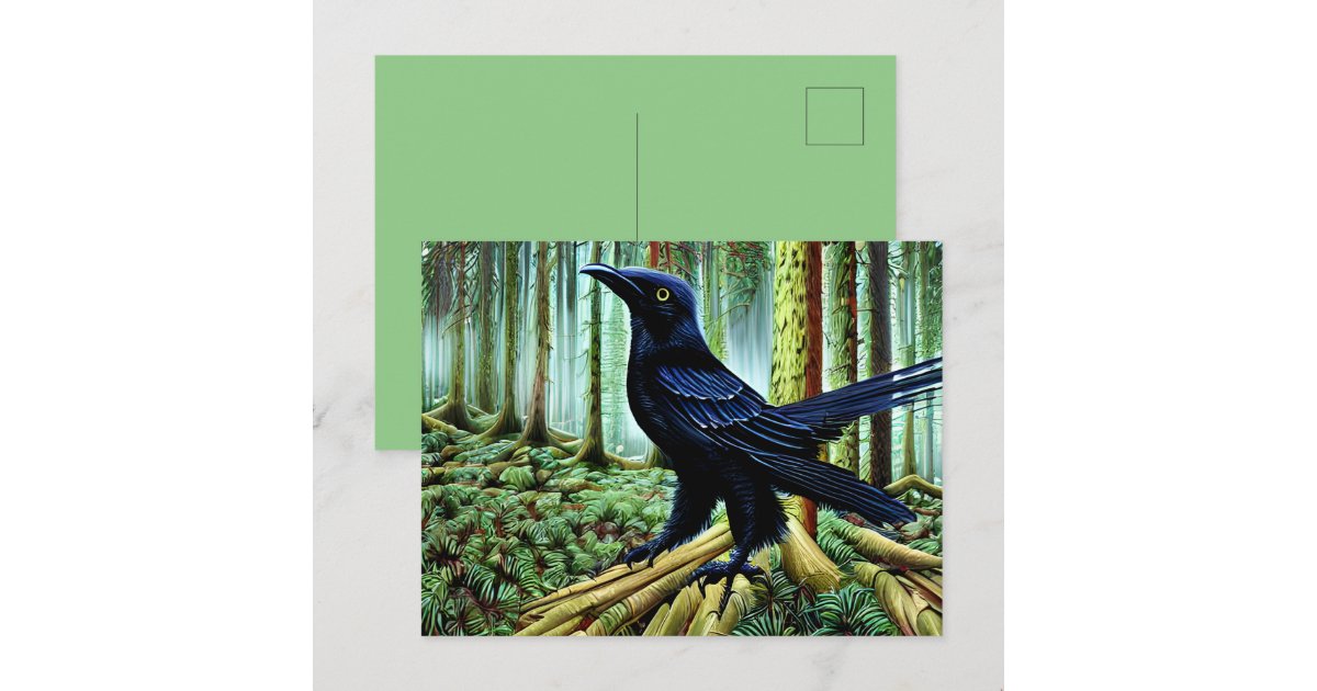 Woodland Rustic Black Raven Postcard | Zazzle