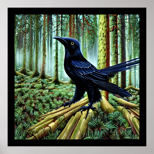 Woodland Rustic Black Raven Poster (Front)