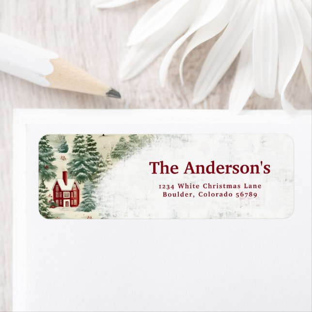 Woodland Rustic Country Christmas Cute Address Label (Insitu)