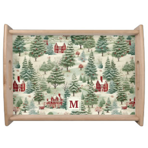 Woodland Rustic Country Christmas Cute Serving Tray