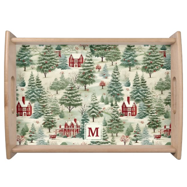 Woodland Rustic Country Christmas Cute Serving Tray (Front)