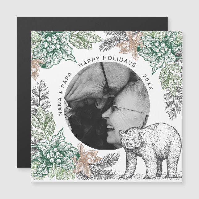 Woodland rustic foliage holiday magnetic card (Front/Back)