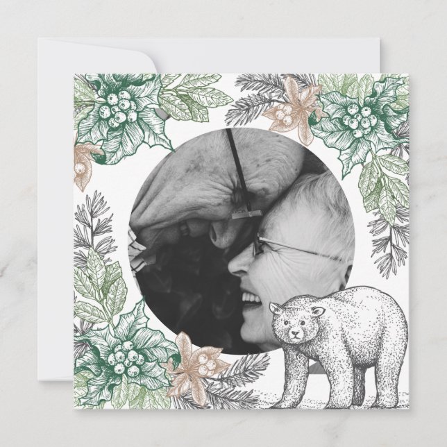 Woodland Rustic Foliage Photo Holiday Card (Front)