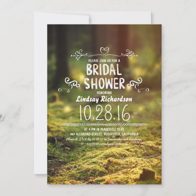 woodland  rustic outdoor bridal shower invites (Front)
