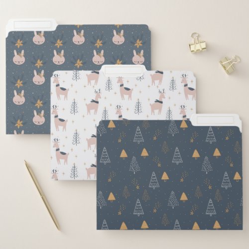 Woodland Rustic Rabbit Deer Cute Animal Pattern File Folder